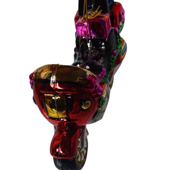Vtg Glittering Glass Motorcycle Christmas Ornament With Gift multicolor - Picture 5 of 5